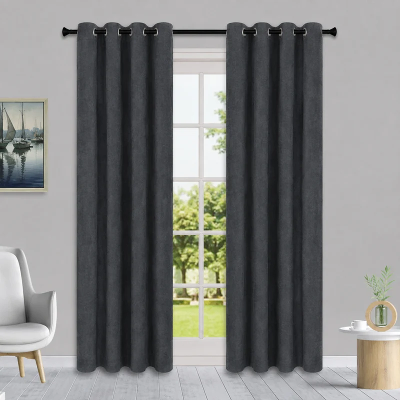 HomeStyles Embroidered Faux Suede Curtain, 52-in x 84-in.