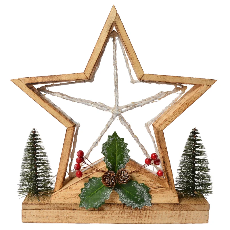 LED Star With Trees, 11.8-in x 3.2-in x 13-in.
