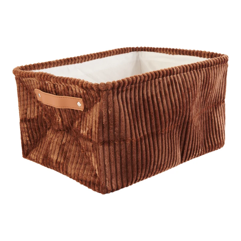 HomeStyles Corduroy Fabric Storage Bin, 15-in x 11-in x 8-in.