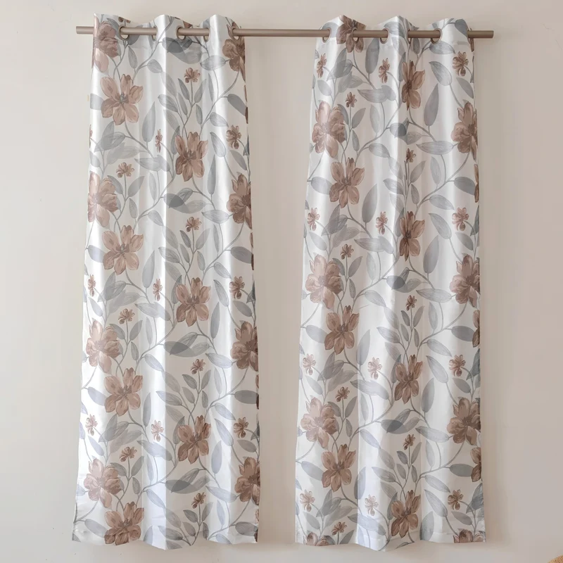 HomeStyles Printed Faux Silk Curtains, 2-Pack, 37-in x 84-in.