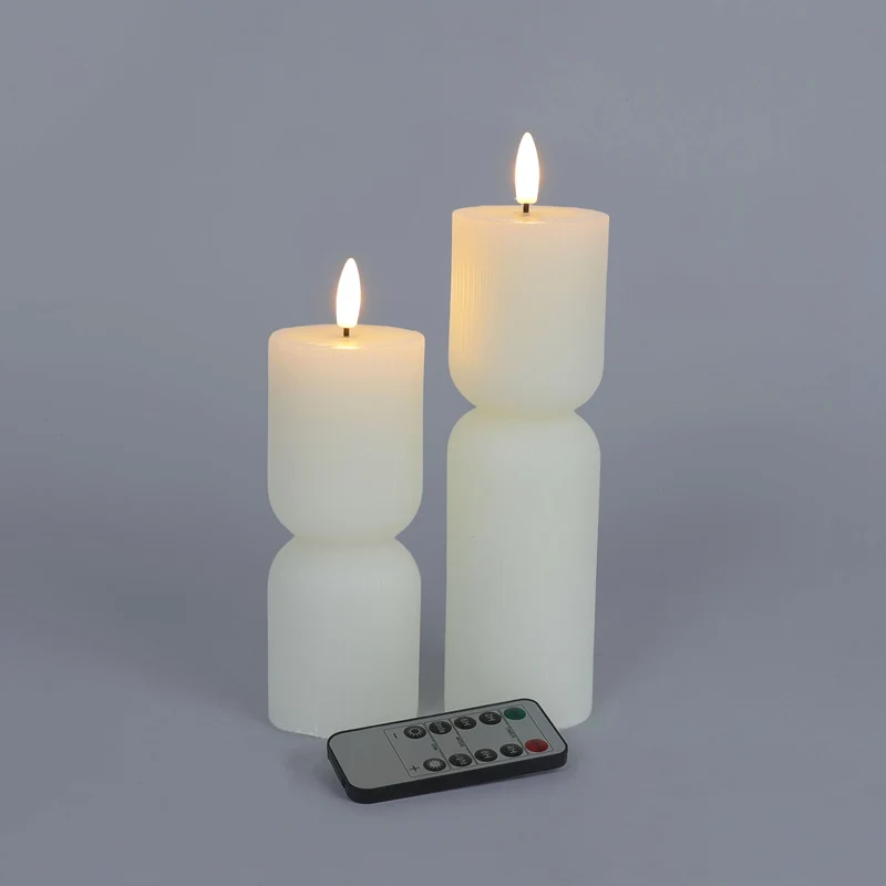 HomeStyles Ribbed LED Candles With Remote, 2 Pack