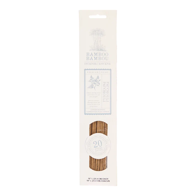 Bamboo Incense Sticks, Patchouli, 20 Pack