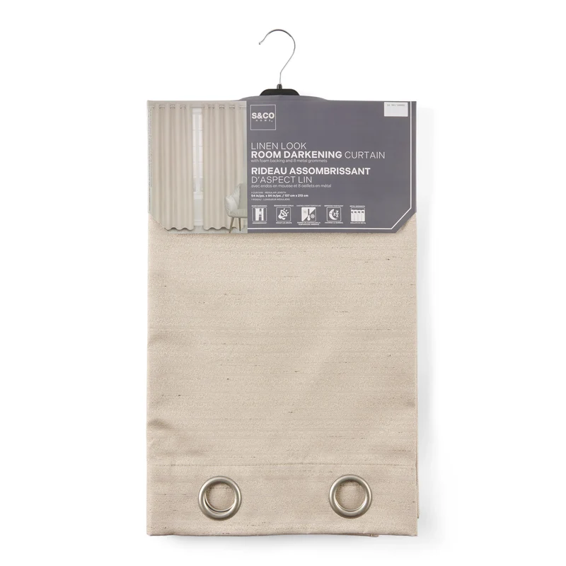 Linen Look Room Darkening Curtain, 54-in x 84-in.