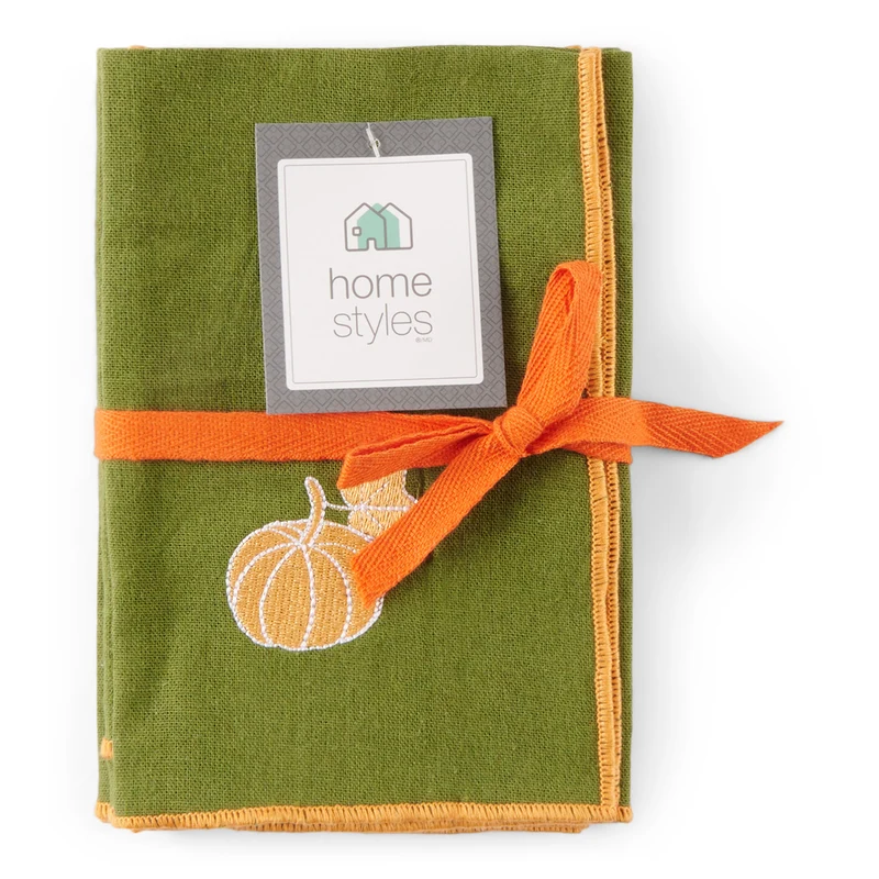 HomeStyles Embroidered Pumpkin Napkins, 16-in x 16-in, 4 Pack