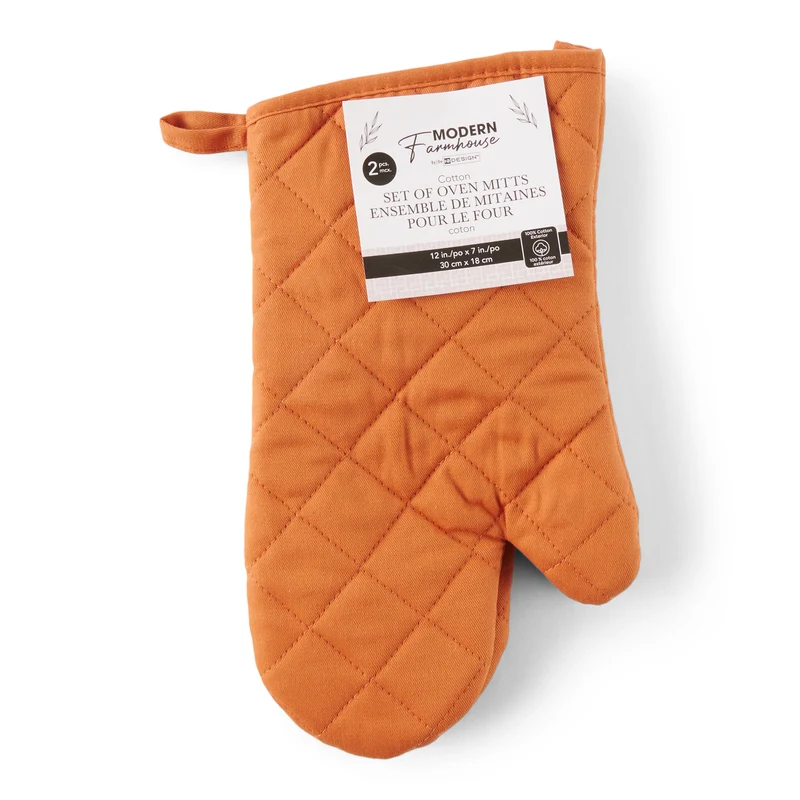 Solid Quilted Oven Mitt, 2 Piece