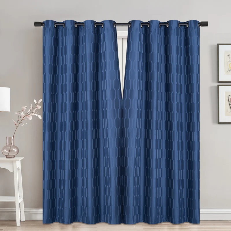 Blackout Jacquard Curtain with Magnetic Closures, 52-in x 84-in.