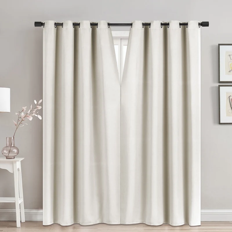 Faux Linen Blackout Curtain with Magnetic Closures, 52-in x 84-in.