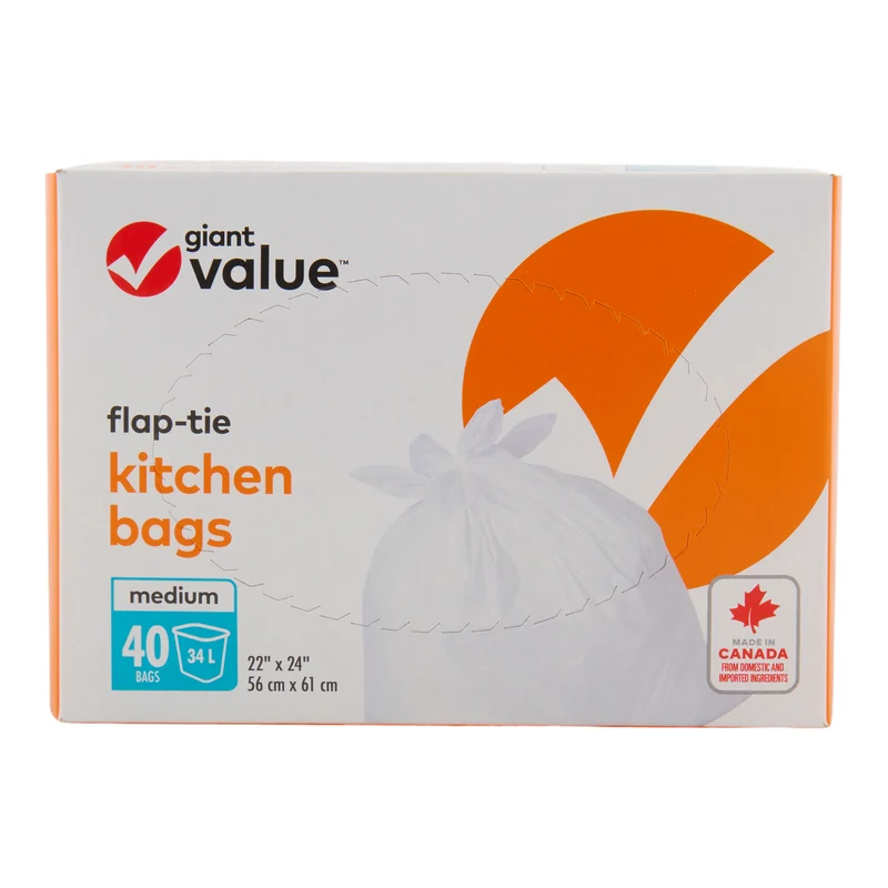Giant Value Kitchen Garbage Bags, 34 L, 40-Pack
