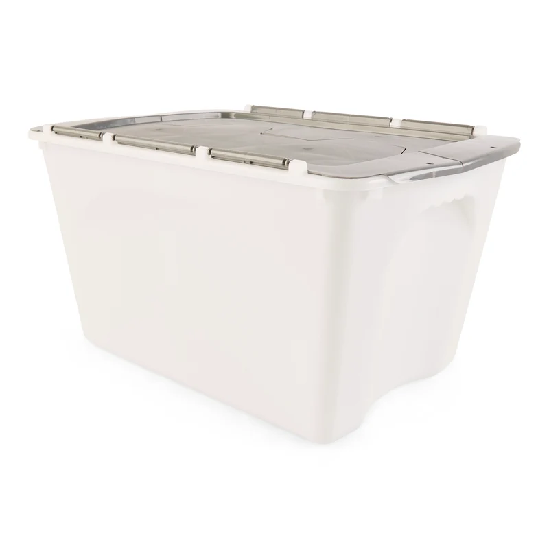 Storage Tote, Grey, 22-in x 15-in x 13-in, 49-L.