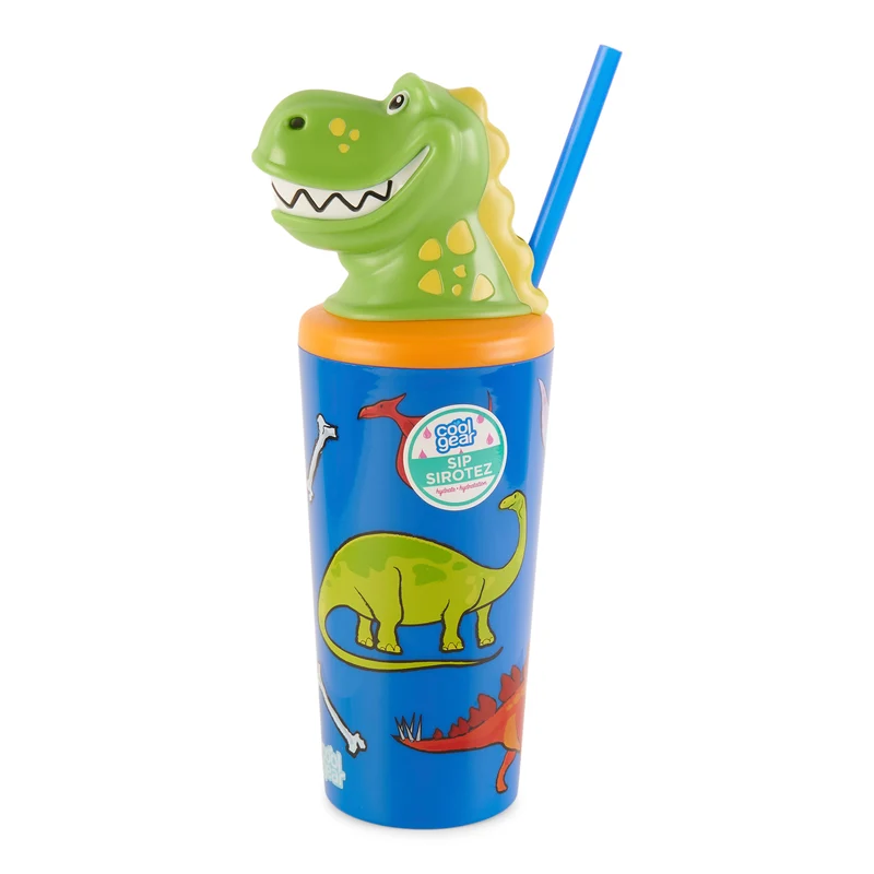 Dinosaur Tumbler With Straw, 18-oz.