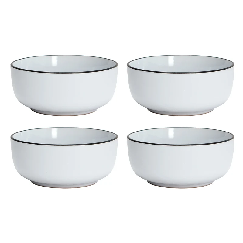 Black Rim Stoneware Bistro Bowls, 6-in, 4 Pack