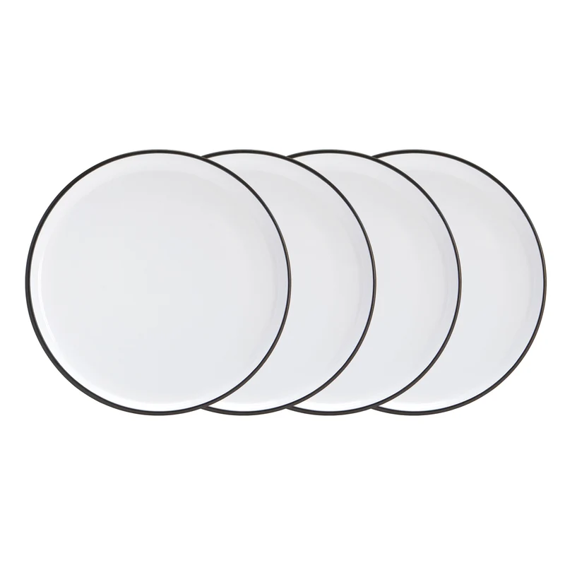 Black Rim Stoneware Bistro Side Plates, 8-in, 4 Pack