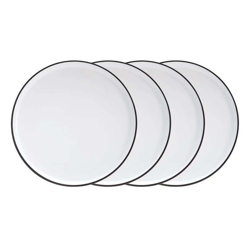 Black Rim Stoneware Bistro Dinner Plates, 10-in, 4 Pack