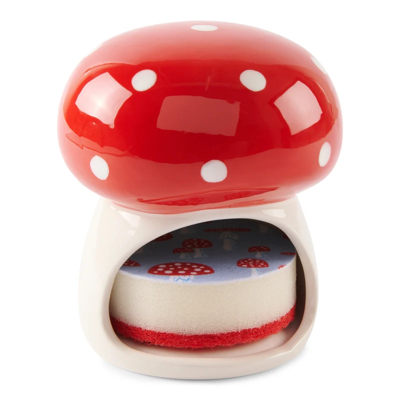 Mushroom Sponge Holder With Sponge, 4.7-in x 6-in, 2 Piece