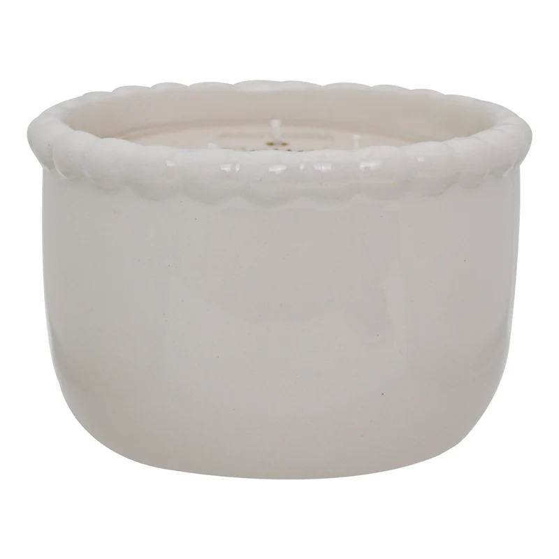 HomeStyles 3-Wick Bead Edge Candle, Cotton, 12-oz.