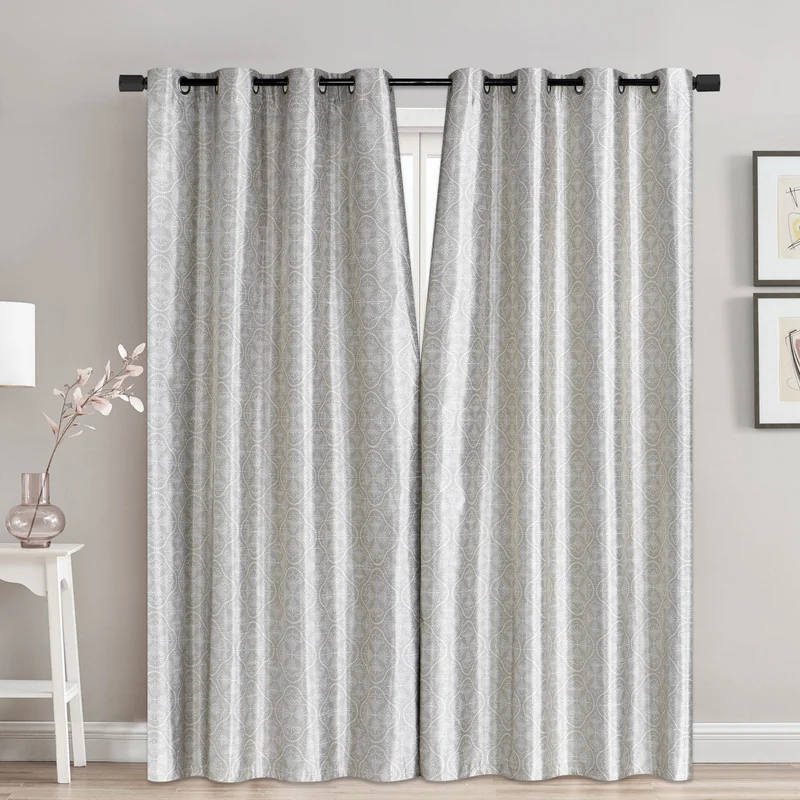 Blackout Faux Silk Magnetic Closure Curtain with Grommets, 52-in x 84-in.