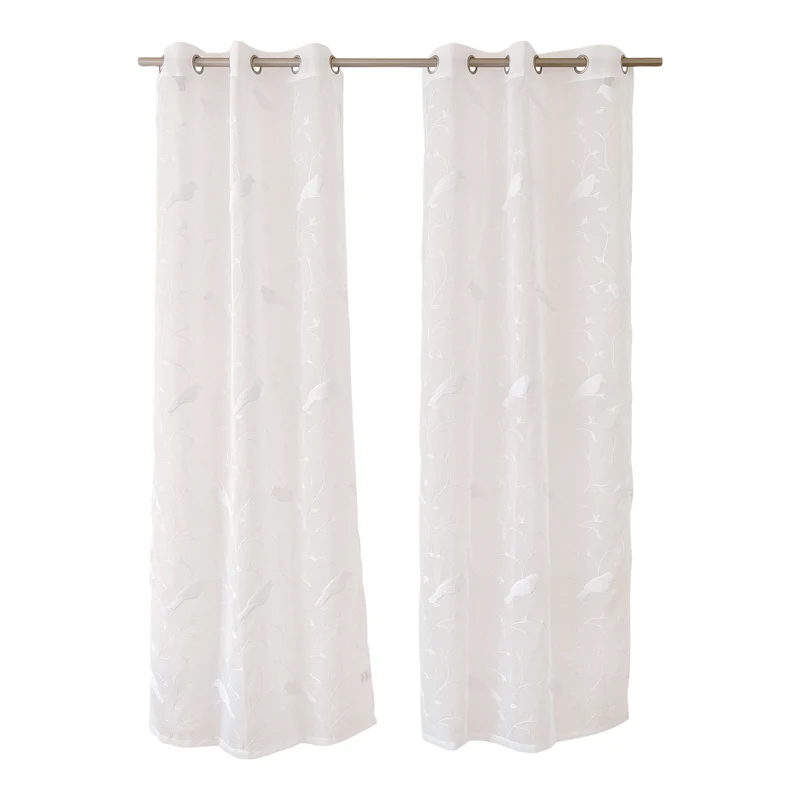 HomeStyles Embroidered Dolly Curtain, 2-Pack, 37-in x 84-in.