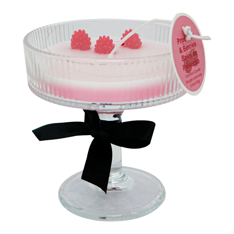 HomeStyles Martini Candle, Prosecco-Berry, 3.5-oz.