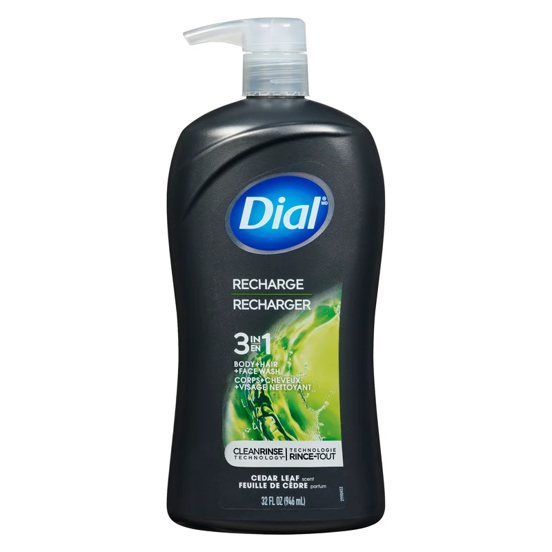 Dial Body + Hair + Face Wash Recharge 3 in 1 Cedar Leaf Scent, 946 ml