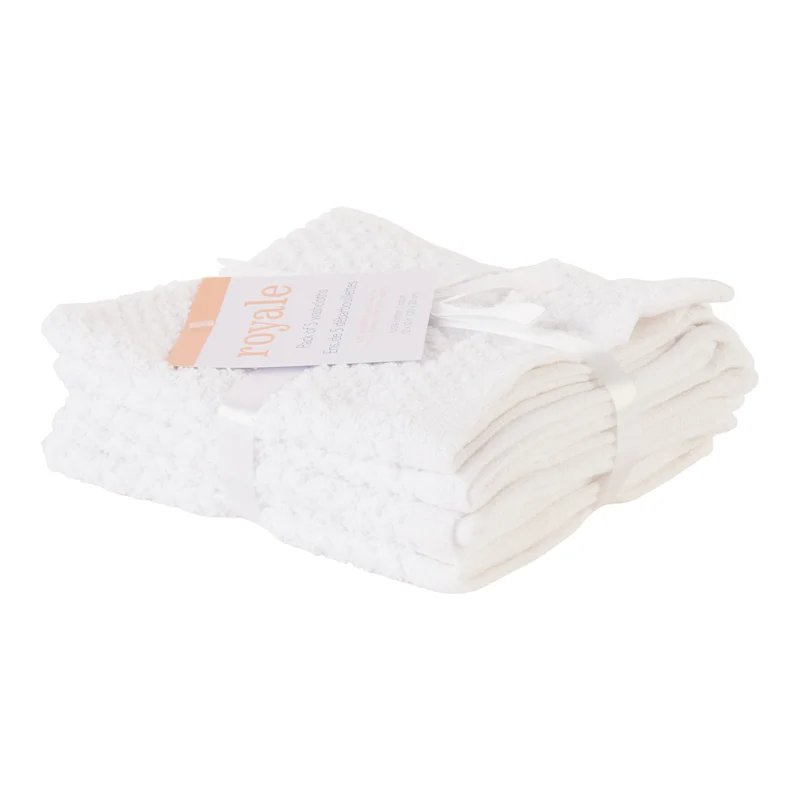 Solid Facecloths, 12-in x 12-in, 5 Pack