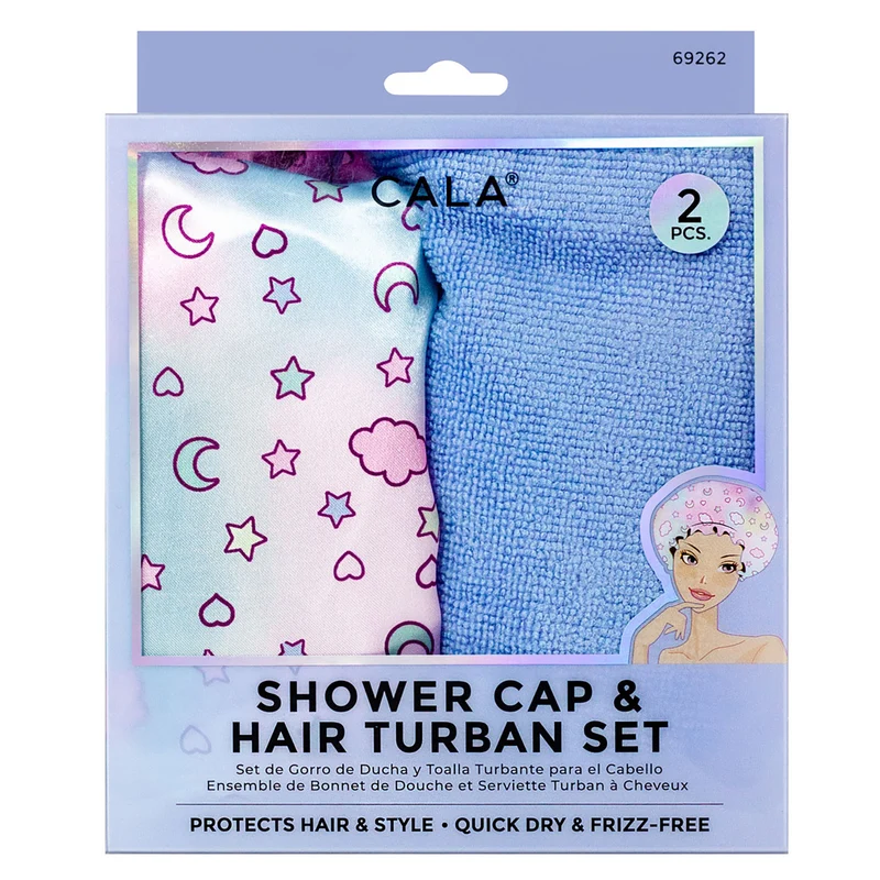 Cala Shower Cap & Hair Turban Set, 2-Pack