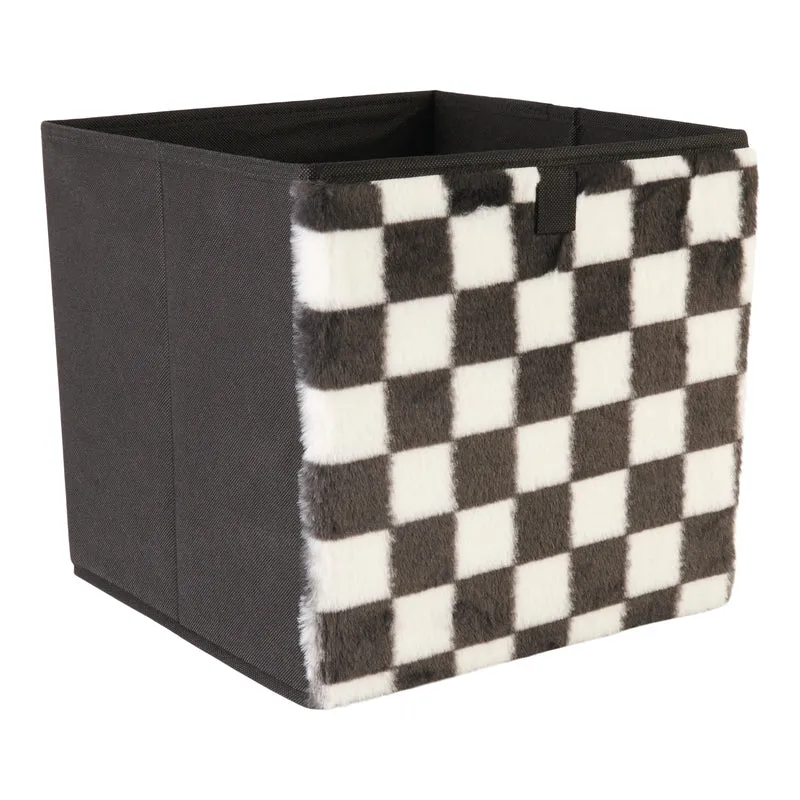 HomeStyles Faux Fur Storage Cube, 11-in x 11-in x 11-in.