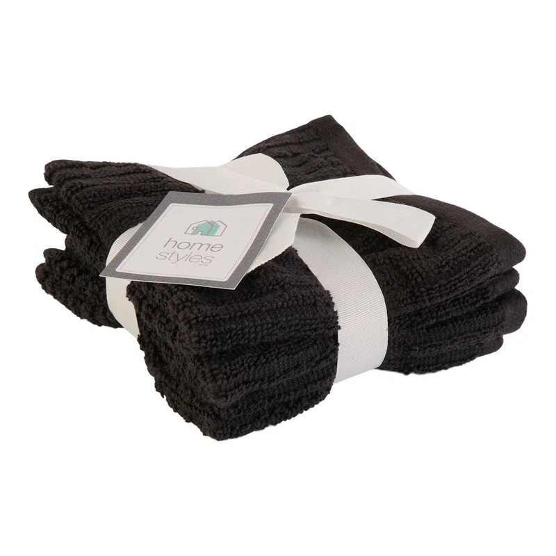 HomeStyles Ribbed Facecloths, 13-in x 13-in, 4 Pack