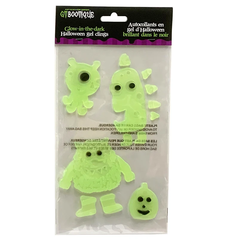 Halloween Glow In The Dark Gel Window Clings, 12 Piece