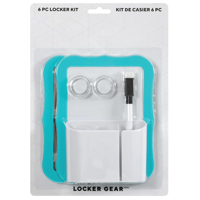Plastic Locker Kit, Teal, 7.6-in x 11-in, 6 Piece