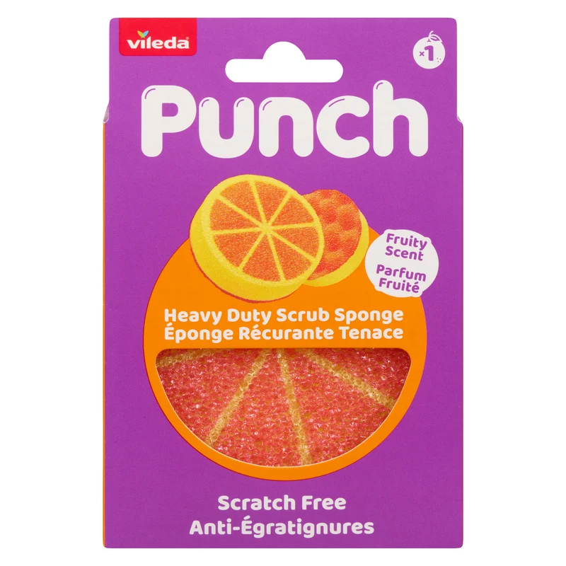 Vileda Punch Scrub Sponge, Orange