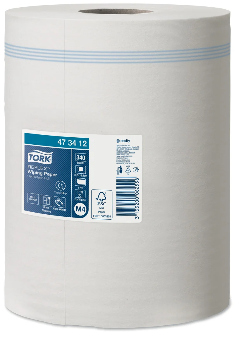 BOBINE DEVIDAGE CENTRAL TORK REFLEX M4 BLANC 340 FORMATS 1PLI 19,4X33,5CM ECOLABEL X6
