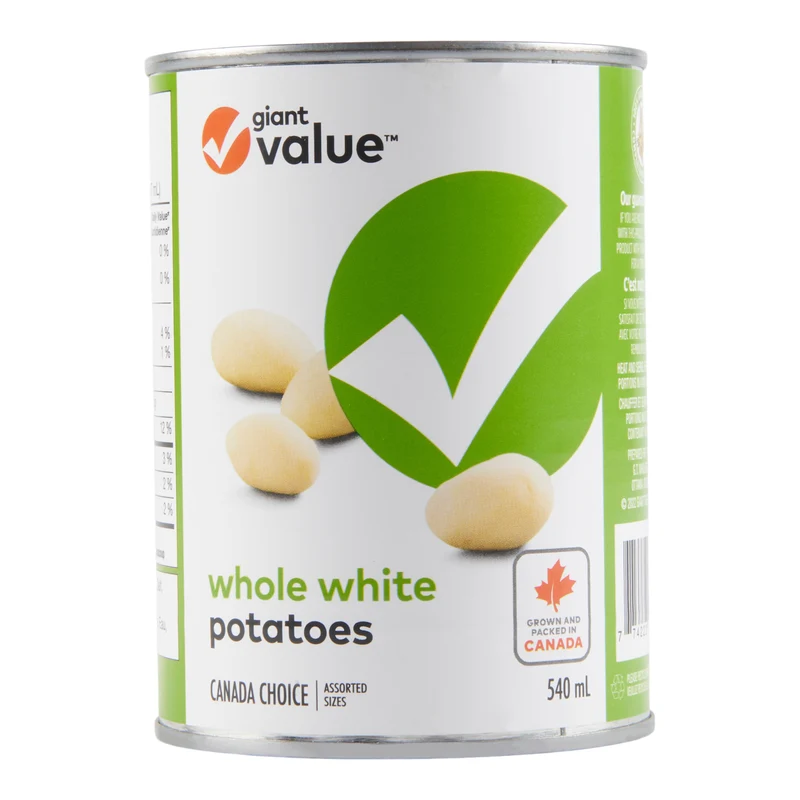 Giant Value Whole White Potatoes, 540 ml