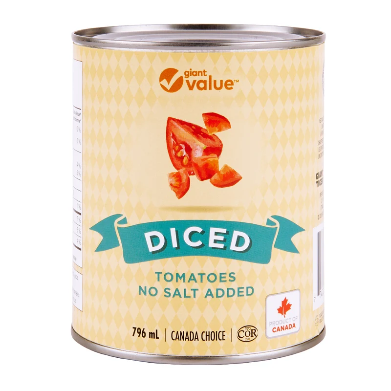 Giant Value No Salt Diced Tomatoes, 796 ml