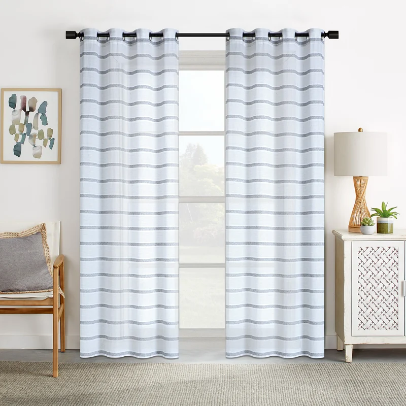 Faux Linen Chenille Curtains with Grommets, 52-in x 84-in.