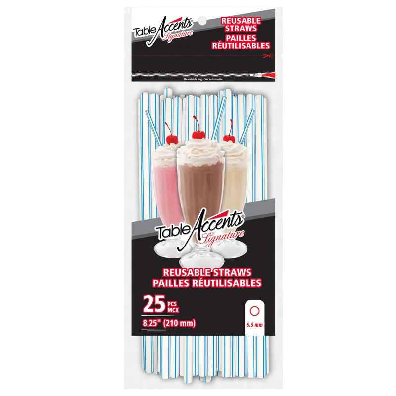 Table Accents Reusable Straws, 25 Pack