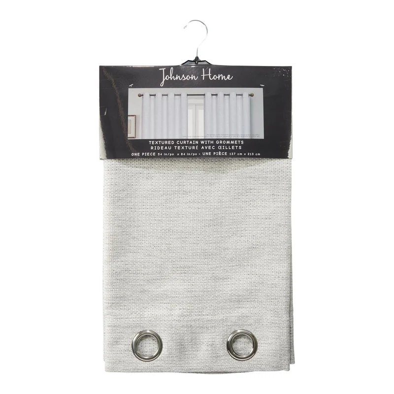 Johnson Home Curtain Panel with Grommets, 84-in, Grey, 1-Pack