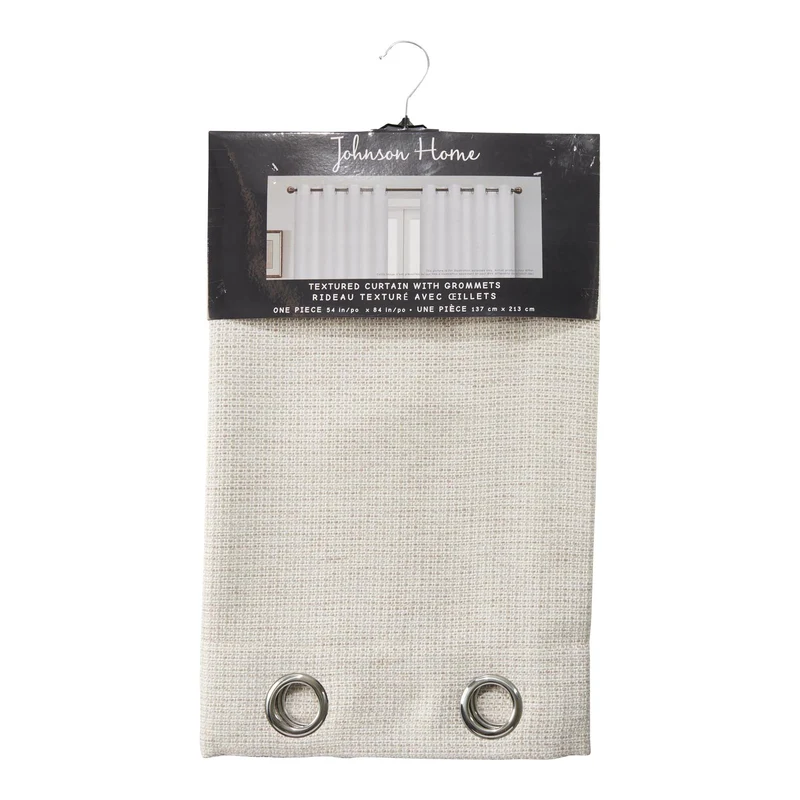 Johnson Home Curtain Panel with Grommets, 84-in, Beige, 1-Pack