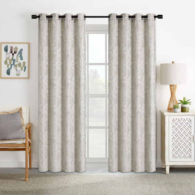 Jacquard Curtain with Grommets, 54-in x 84-in.