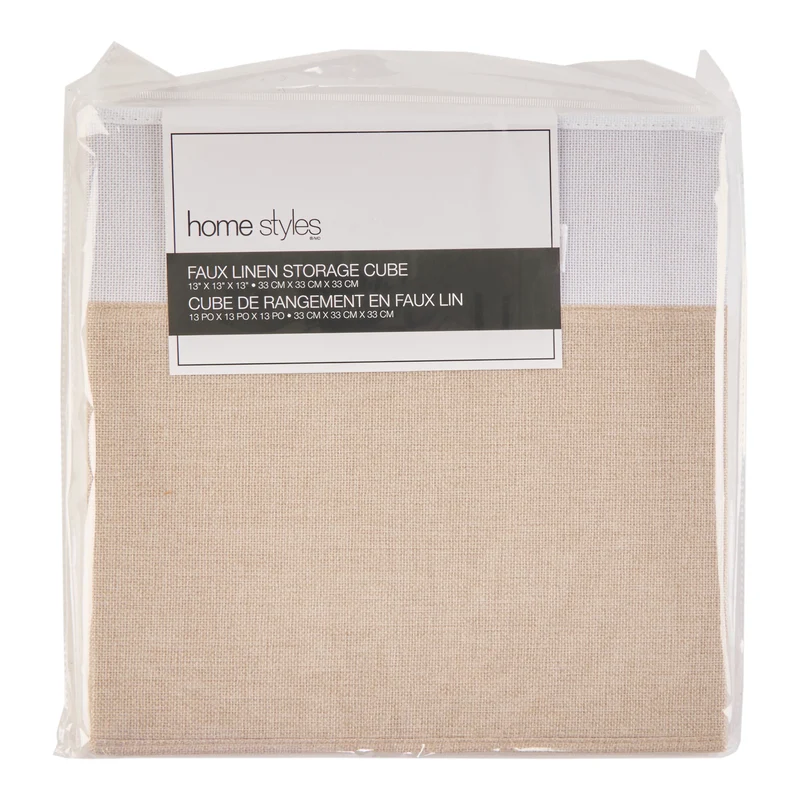 HomeStyles Faux Linen Storage Cube, 13-in x 13-in x 13-in.