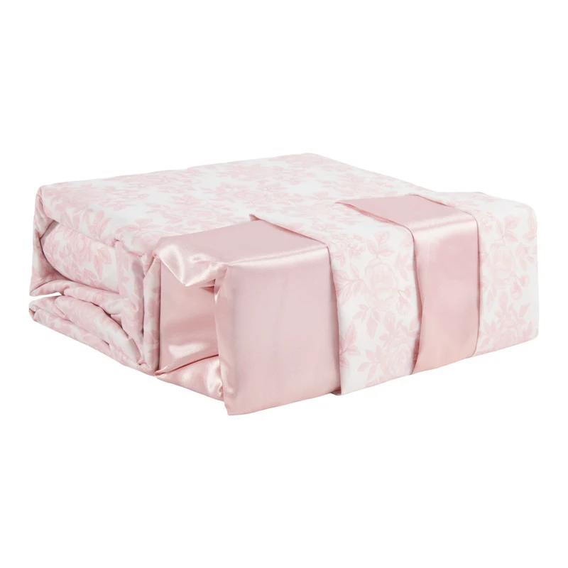 Maison Des Fleurs Printed Sheet Set With Satin Pillowcases, Queen, 6 Piece