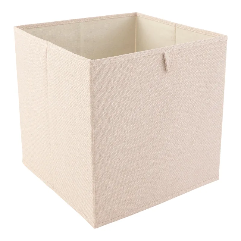 HomeStyles Collapsible Faux Linen Storage Cube, 11-in x 11-in x 11-in.