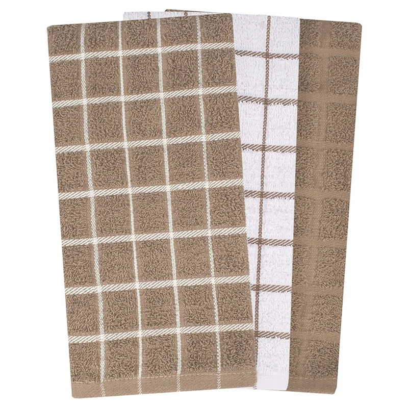 Checkered Kitchen Towels, Assorted, 16-in x 24-in, 3 Pack