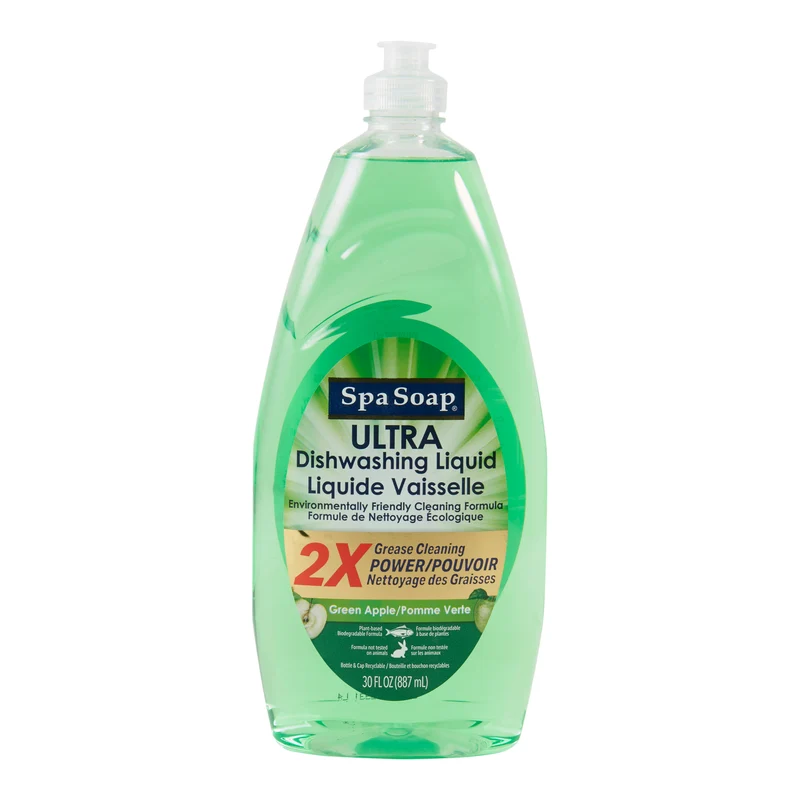 Spa Soap Dishwashing Liquid, Green Apple, 887 ml