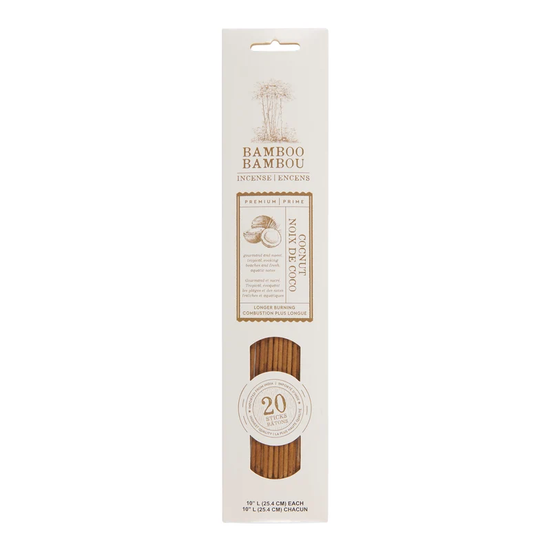 Bamboo Incense Sticks, Coconut, 20 Pack