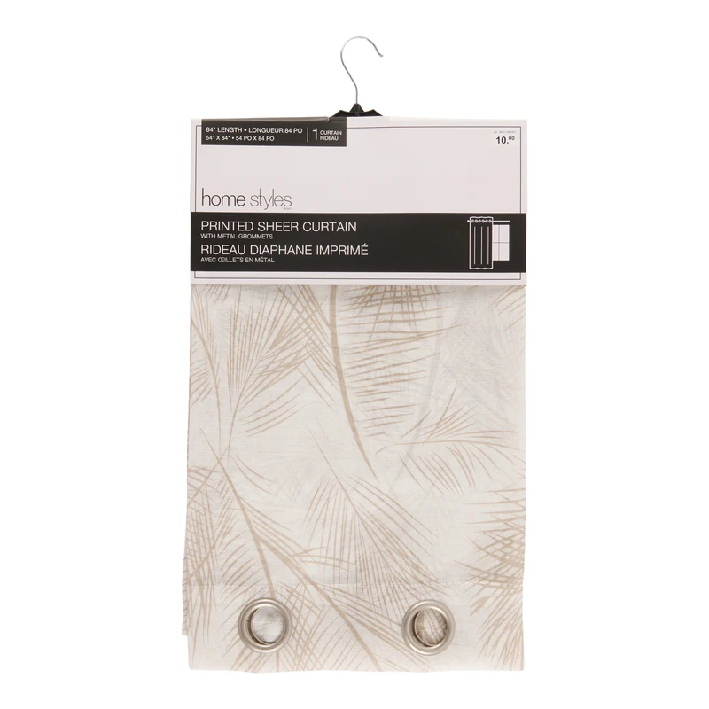 HomeStyles Printed Sheer Curtain, 52-in x 84-in.