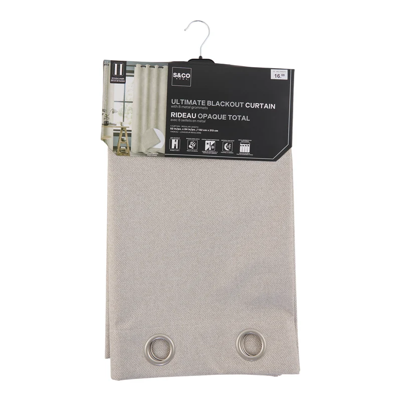 Safdie & Co. Faux Linen Blackout Curtain with Grommets, 54-in x 84-in.