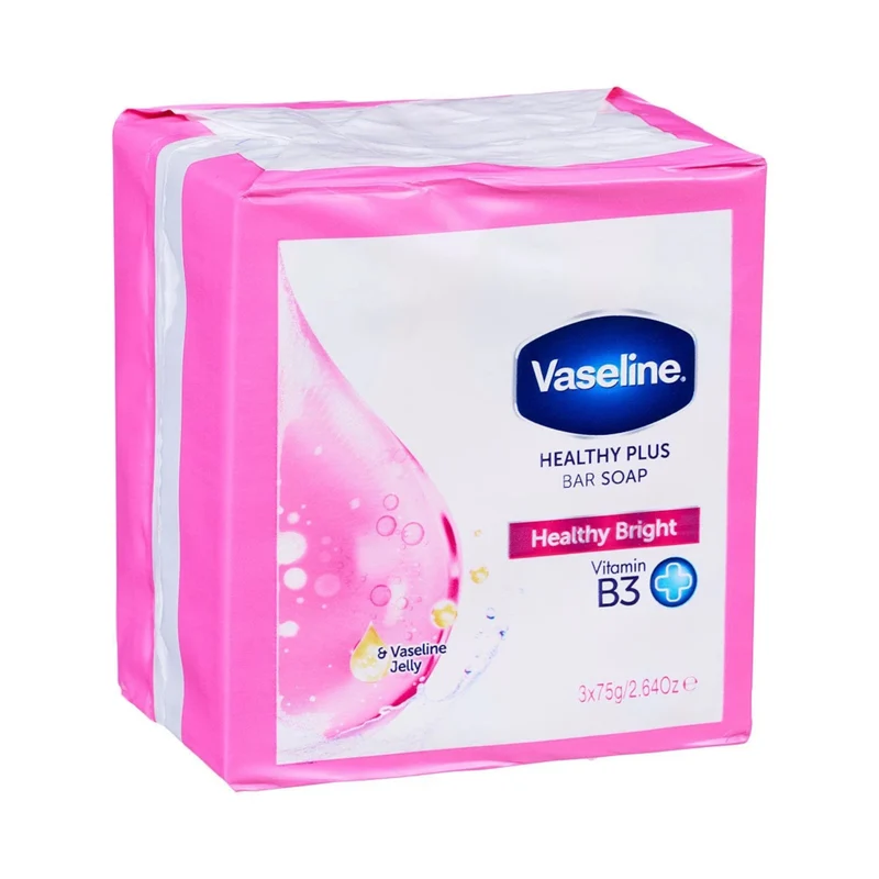 Vaseline Healthy Plus Bar Soap, Healthy Bright, 3-Pack