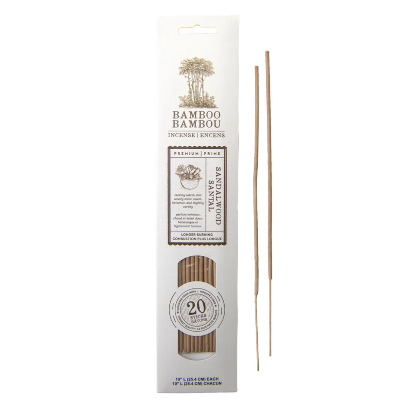 Bamboo Incense Sticks, Sandalwood, 20 Pack