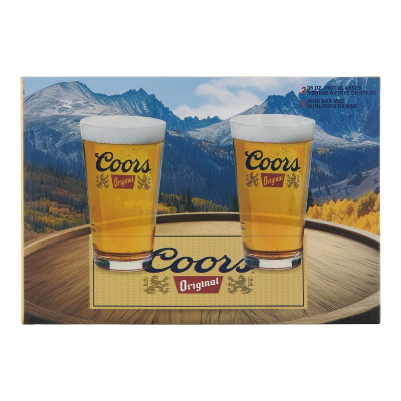 Coors Pints With Bar Mat, 3 Piece