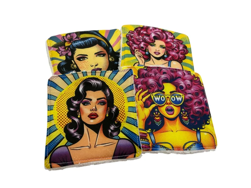 Lot de 4 lingettes lavables " pop art"